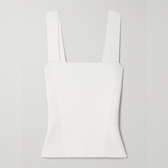 La Ligne Tops - La Ligne NWT Stretch-Knit Square Henriette Tank White Ivory CBK Large